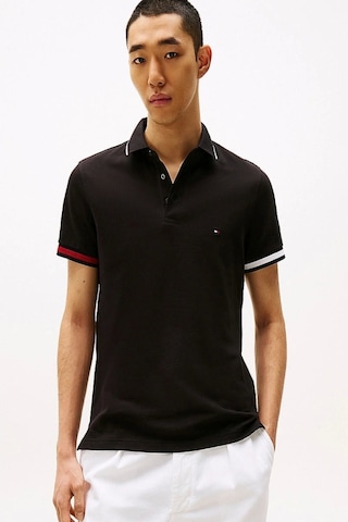 Tommy Hilfiger Flag Cuff Slım Fıt Polo Siyah
