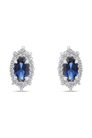 0.75 Karat Laboratuvar Pırlanta Safir Küpe - Hrd Sertifikalı