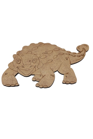 Ahşap Boyanabilir Dinozor Figürü Ankylosaurus 18x12 Cm - 3mm Mdf Eğitici Boyama Seti 10 Adet