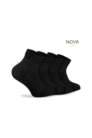 Nova Socks Kadın 4'Lü Bambu Lastiksiz Sıkmayan Bilek Çorap Siyah
