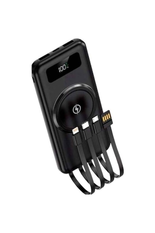 Kablosuz Çoklu Şarj Girişli 10.000 Mah Kablolu Powerbank Taşınabilir Altın 18027830