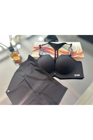Ece's Design Dikişsiz Destekli Sütyen & Slip İç Giyim Takımı W2007 Siyah