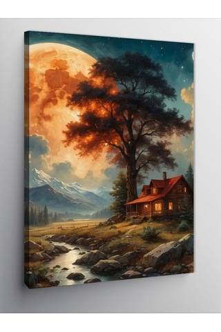Kanvas Tablo Manzaralı Ev 100cmx140cm