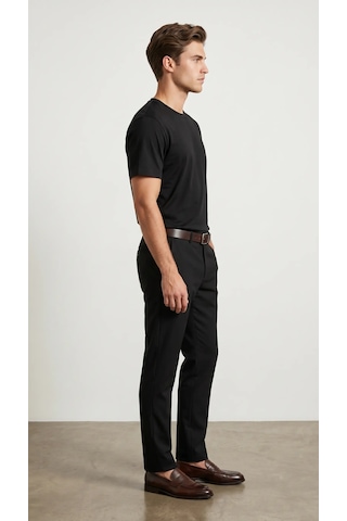 Lenasso Soft Touch Basic Erkek T-shirt Siyah
