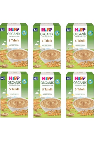Hipp Organik 5 Tahıllı Tahıl Bazlı 6+ Ay Kaşık Maması 6 x 200 G