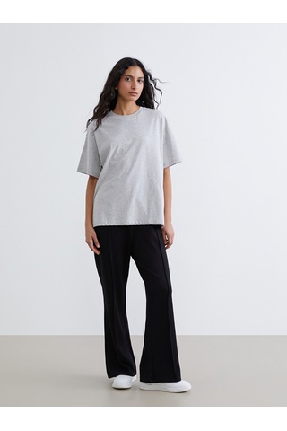 Lcw Modest Gri Bisiklet Yaka Oversize Kadın Tunik