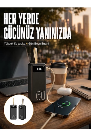 Powerbank 60.000 Mah Taşınabilir Şarj Hızlı El Fenerli Dijital Göstergeli Yeni Nesil 30.000 Mah 53989325