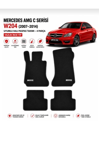 Mercedes Amg C Serisi W204 2007 2014 Uyumlu Halı Paspas Takımı 4 Parça Yazlık İnce