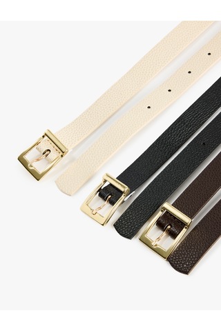 Koton 3'lü Çok Renkli Metal Tokalı Suni Deri Kemer Seti Multıcolor 7wak10013aa Mavi