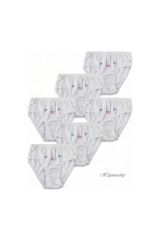 Hepsine Rakip Tutku Kız Çocuk İnce Bel İşlemeli Bato Külot 6'lı Paket %100 Pamuk Tkc0821 Beyaz