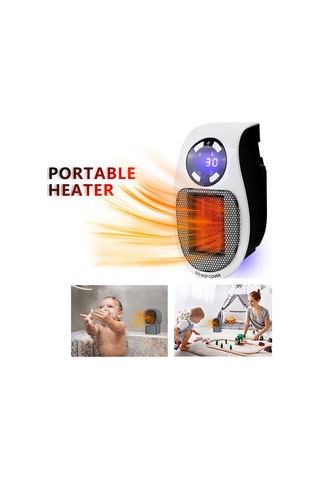 Moveevo Beyaz Mini Elektrikli Isıtıcı 500w - Us Şarjı, 1-12 Saat Zamanlayıcı, Dijital Termostat Ve Uzaktan Kumanda Pil Yok