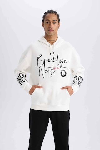DeFactoFit NBA Brooklyn Nets Oversize Geniş Kalıp Kapüşonlu Kalın Sweatshirt D8513AX25SPER105
