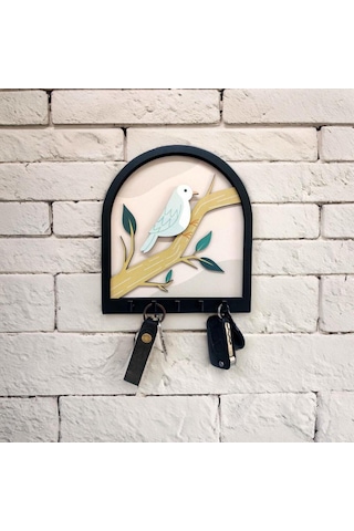 Ağaç Dalında Kuş Katmanlı Tasarım Duvar Askılık Anahtarlık Duvar Dekoru