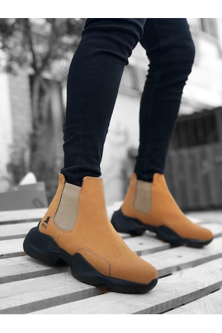 Bpm BA0444 Bağcıksız Rahat Yüksek Taban Camel Erkek Spor Yarım Bilek Bot