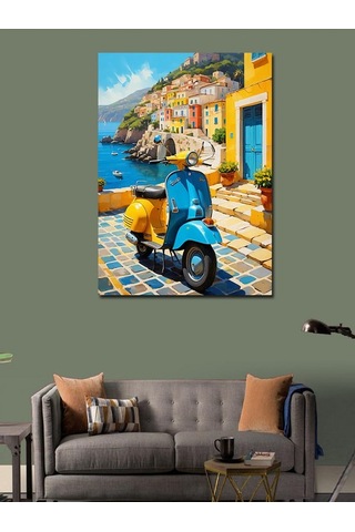 Kanvas Tablo Akdeniz De Vespa İle Gezi 70cmx100cm
