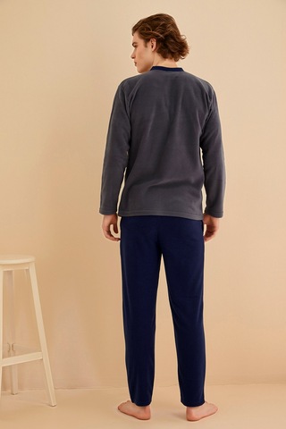 Nisanca Kışlık Erkek Polar Pijama Takımı Füme