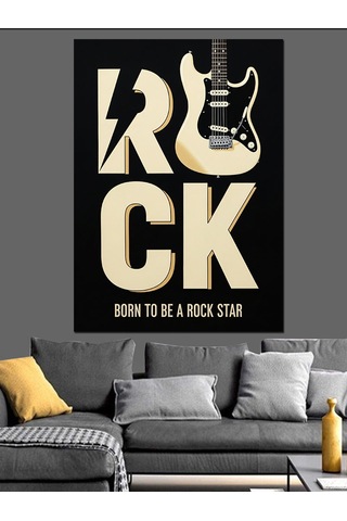 "rock" Minimalist Poster Dekoratif Kanvas - Mdf Ahşap Tablo