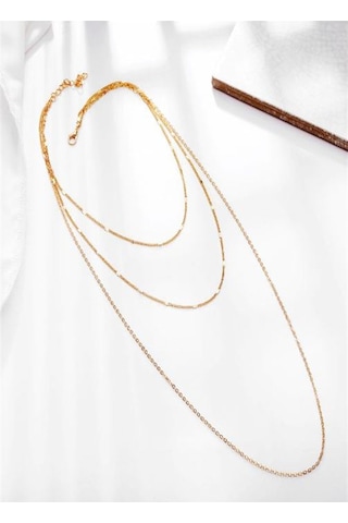 Kadın Üçlü Şeri Zincir Kolye Gold Kaplama Katmanlı Kolye Choker Uzun Çoklu Kolye Çok Renkli