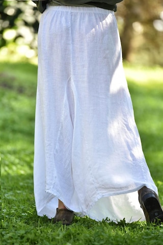 Bohem Stil İtalyan Cepli Keten Şalvar Pantolon Cmn00154 Beyaz