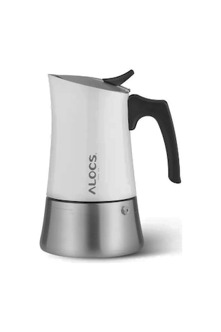 Alocs Taşınabilir Mocha Pot 450 Ml 9 Cup Beyaz