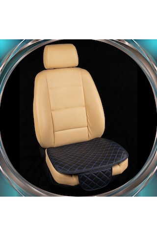Ford Connect Uyumlu 3 Parça Cepli Oto Koltuk Minderi Siyah Deri Mavi Dikişli