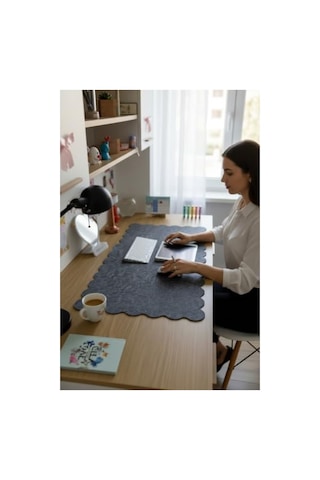 Kıvrımlı Kenarlı Keçe Mouse Pad - 98x45 Cm Antrasit
