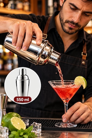 Professional Paslanmaz Çelik Shaker 550 Ml - Bar Ve Ev Tipi Kokteyl Karıştırıcı