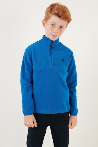 Lela Yumuşak Dokulu Fermuarlı Dik Yaka Şardonlu Kışlık Unisex Çocuk Polar 5905002 Saks