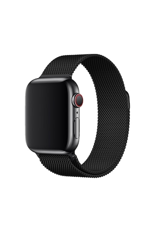 E2m Apple Uyumlu  Watch 42-44-45-49mm Krd-01 Metal Hasır Sıyah Kordon