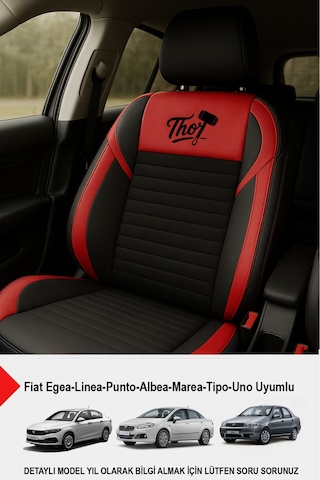 Naz Oto Thor Tay Tüyü Oto Koltuk Kılıfı Fiat Egea-linea-punto-albea-marea-tipo-uno Uyumlu Kırmızı