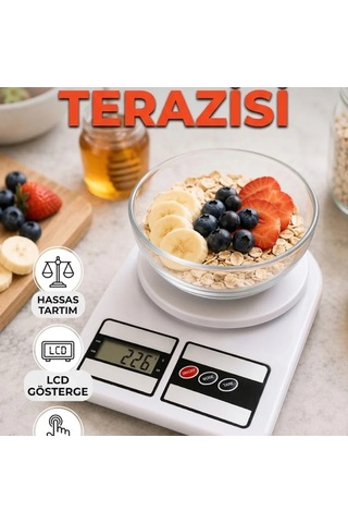 Hassas Ölçümlü Lcd Ekranlı Dijital Mutfak Terazisi Otomatik Kapanma Renkli