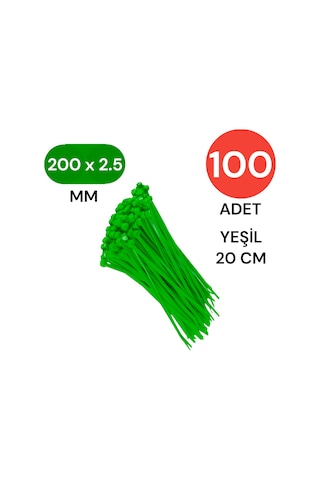 Tek-iş Kablo Bağı Cırt Kelepçe 200 Mm X 2.5 Mm Yeşil 100 Adet