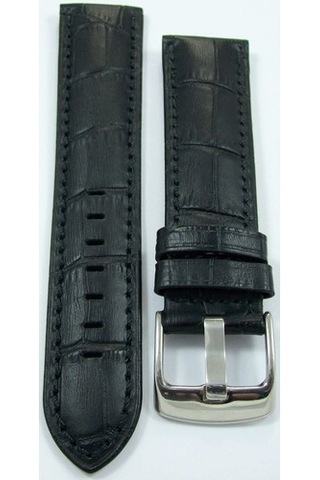 Bizon Deri Saat Kayışı 24Mm Saat Kordon Siyah Spor Krokodil Baskı