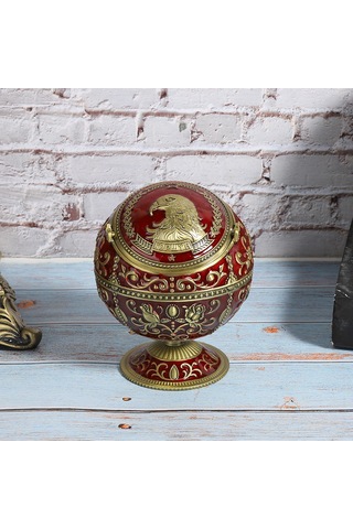 Moveevo Vintage Zinc Alloy Kuş Reliefli Ev Hotel Dekorasyonu Multifonksiyonel Kapaçklı Toprak Küresi Sigara Tepsisi