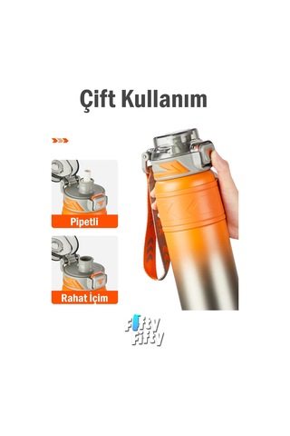 Tkk 900 Ml Çelik Termos Çift Kullanım Pipetli/rahat İçim -12/24 Sıcak-soğuk- Yalıtım -tkk2025new900ml Turuncu