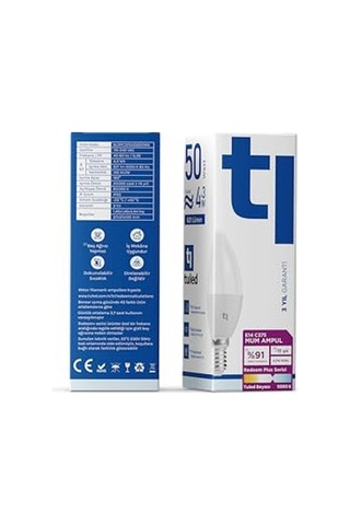 Redeem Plus C37s E14 Mum Ampul, Titreşimsiz, Göz Konforu, 621 Lümen, Tuled Beyazı, 5000 Kelvin Diğer