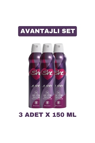 She is Sexy Kadın Sprey Deodorant 150 ML x 3
