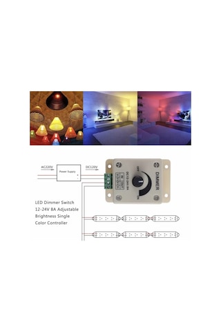 12-24 Volt Manuel Led Dimmer 8 Amper Şerit Led Dimmer