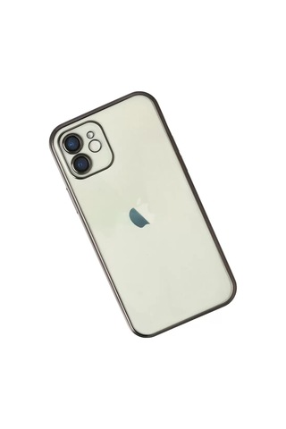Apple iPhone Uyumlu 12 Kılıf Lensli Silikon - Siyah Çok Renkli