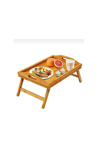 Mien Katlanır Ayaklı Bambu Yatak Koltuk Servis Keyif Tepsisi 30x50 Cm 1 Adet
