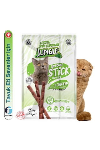 Jungle Tavuk Etli Kediler İçin Ödül Çubuğu Mama 3 x 5 G