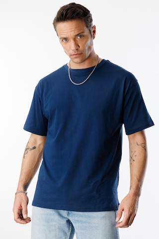 Genius Store Erkek Oversize Fit %100 Organik Pamuk Bisiklet Yaka Tişört Oversıze-erkek-t-shırt İndigo