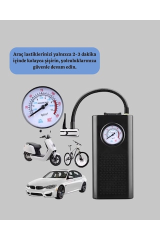 Znv Zenvia Mey İthalat Taşınabilir Elektrikli Oto Motosiklet Bisiklet Lastik Şişirme Pompası Znv2025 Cmn