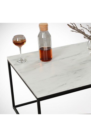 Cosco Beyaz Mermer Orta Sehpa Metal & Orta Masa Marmo/Metal Ayak