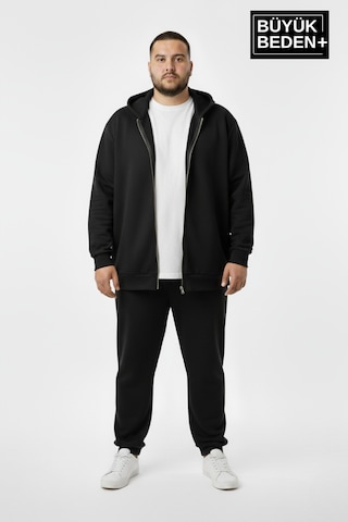 Süperlife Erkek Büyük Beden Fermuarlı Kapüşonlu İnce Sweatshirt Hırka - Rahat Kalıp Spr26bhr960 Indigo