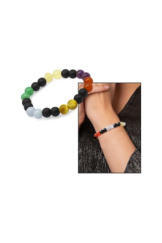 Gümüşhediyeal Küre Kesim Çoklu Doğaltaş Kombinli Kadın Başarı Bilekliği Çok Renkli