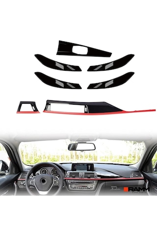 Bmw 3 Serisi F30 2013-2018 Sport Ön Göğüs - Kapı Kolları - Vites Çevresi Kaplama Seti - 7 Parça Set