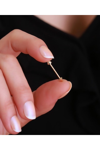 14 Ayar Altın Ok Kaş Piercing Sarı Altın