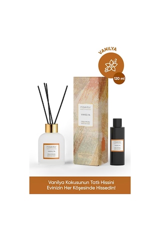 Misedor Vanilya Çubuklu Oda Kokusu 120 ML + Oda Spreyi 330 ML