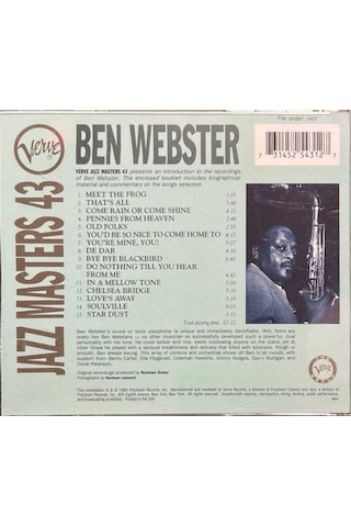 Plak Değildir Cd Dir Cd Ben Webster Jazz Masters 43 Cd